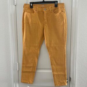 A.n.a Womens Skinny Ankle Pants Size 14 Yellow Cotton Blend
